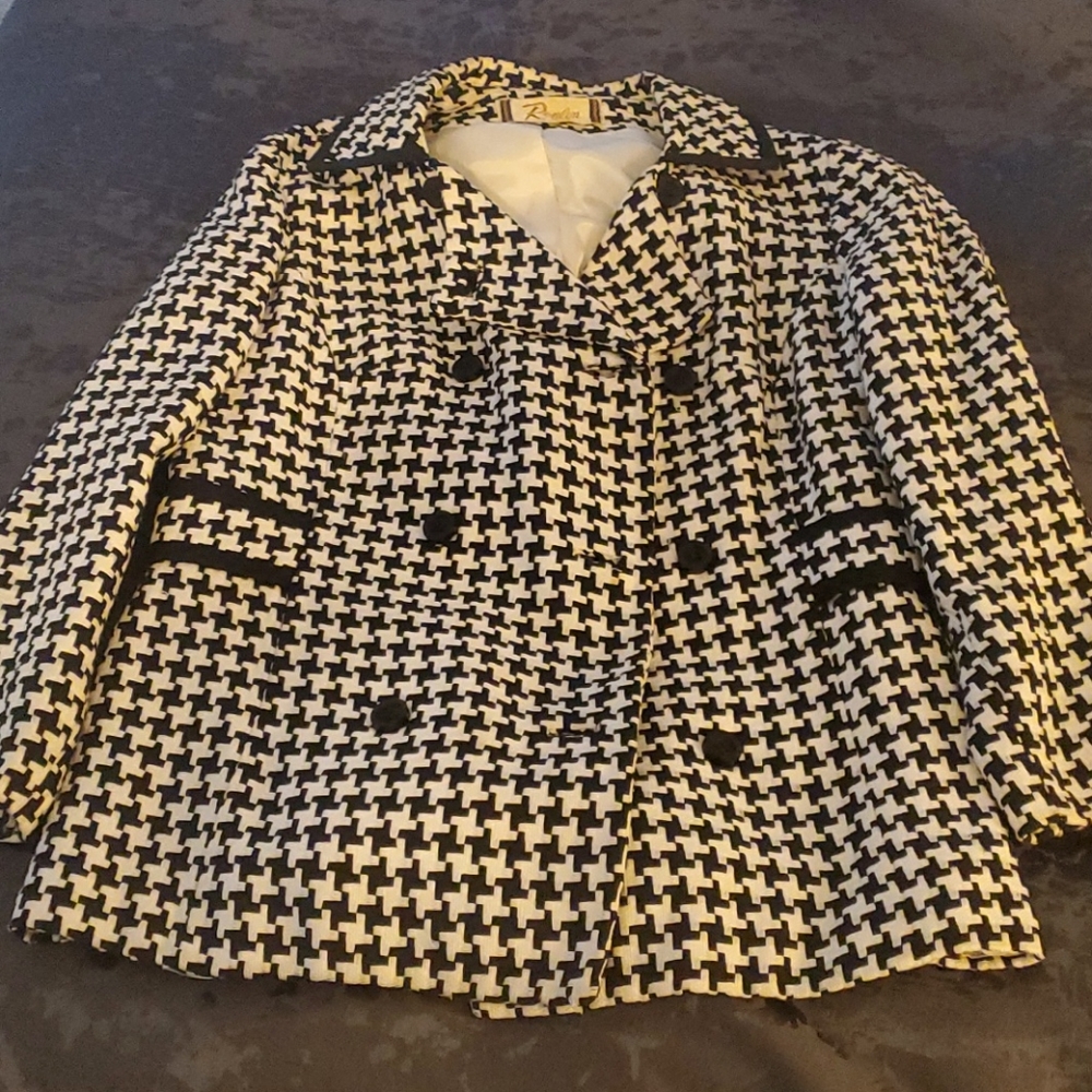 Vintage 1960s Houndstooth Renlyn Blazer Coat